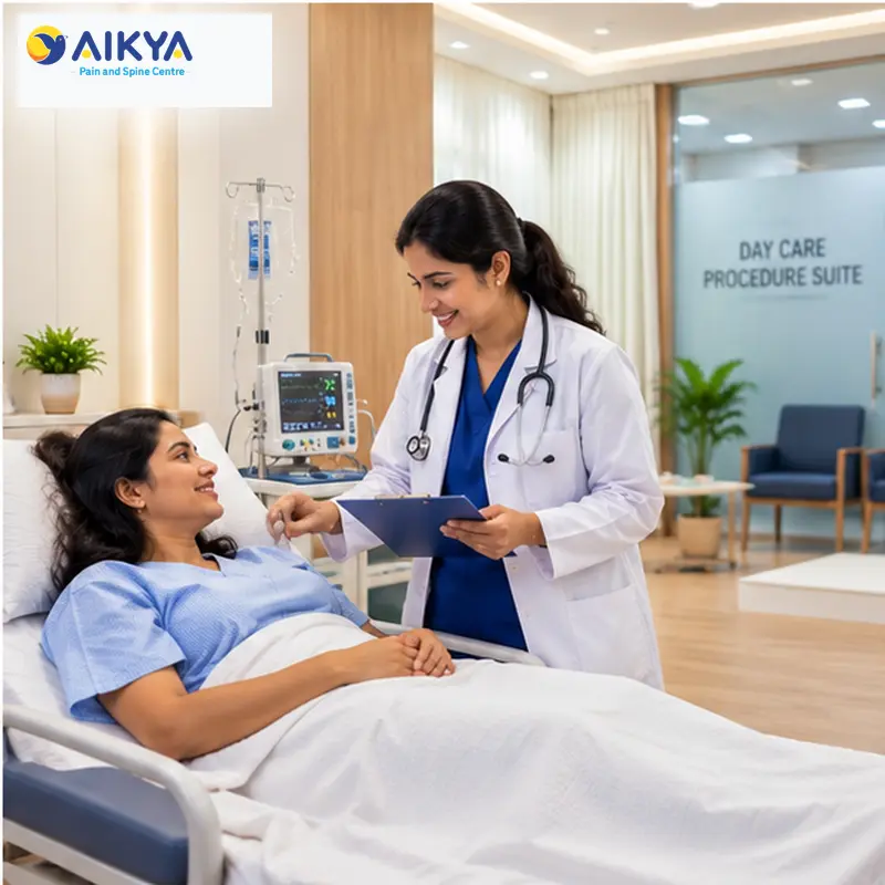 AIKYA's dedicated day-care procedure suite for back pain treatment in Marathahalli, Bangalore