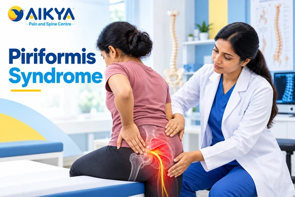 Buttock and hip region highlighted where the piriformis muscle irritates the sciatic nerve